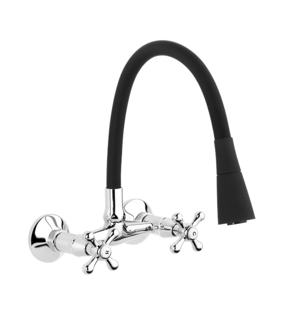 INVENA ROMA BATERIA ŚCIENNA Z WYLEWKĄ CHROM/CZMAT