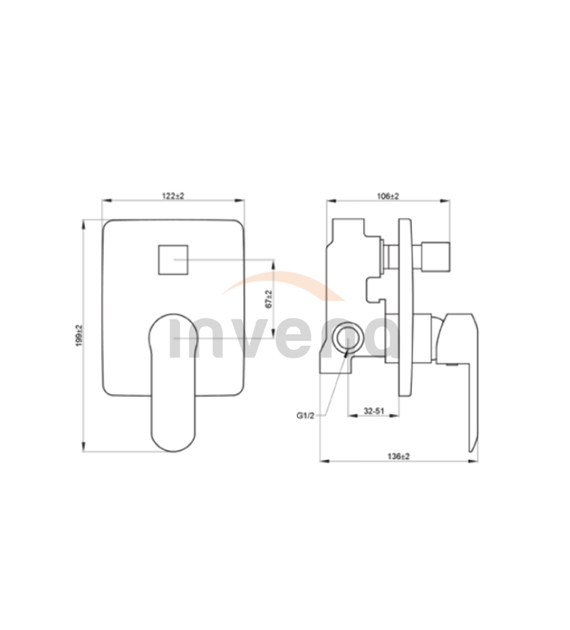 BATERIA PODTYNKOWA 2-F SIROS KWADRCZARNA TREND