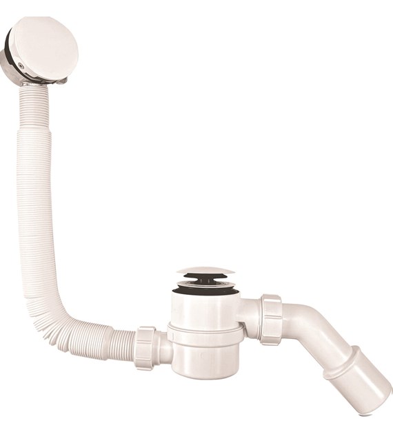 SYFON WANNOWY Z MECHANIZ. NAPEL. CLICK-CLACK BIALY