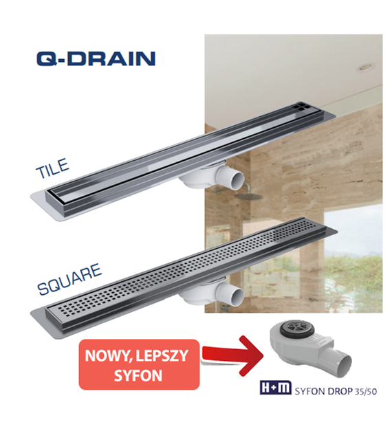 Q-DRAIN SQUARE 70CM +SYFON SNAKE