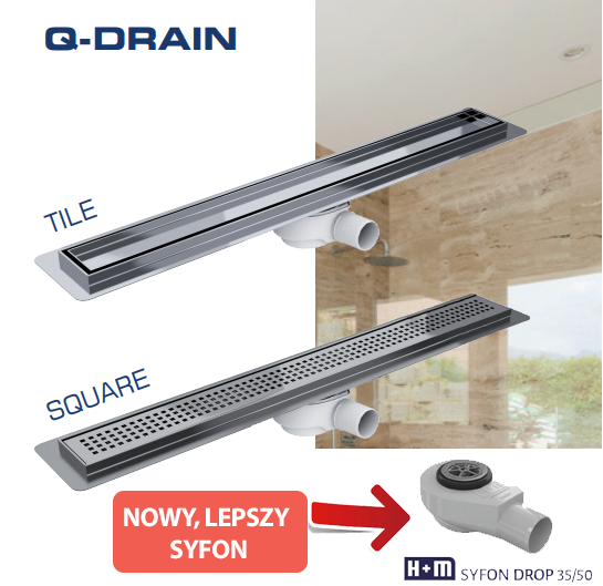 Q-DRAIN SQUARE 70CM +SYFON SNAKE