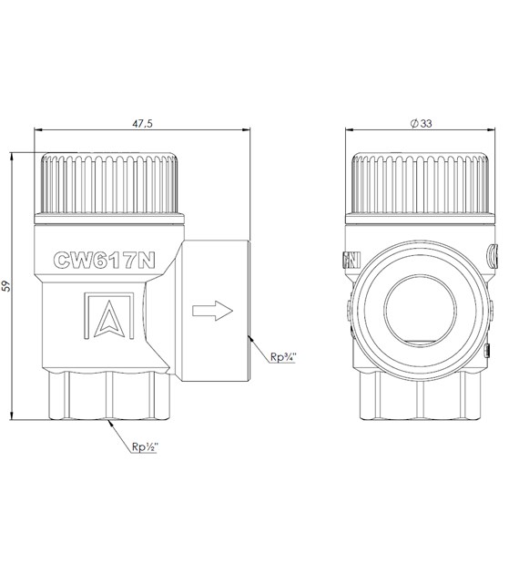 ZAWOR BEZP. DN15/1,5 BAR AED 1/2X3/4'