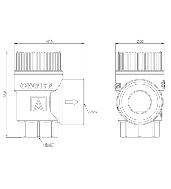 ZAWOR BEZP. DN15/8,0 BAR AED MSW 1/2X3/4'