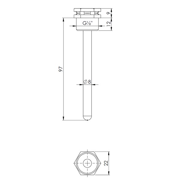 KONC. TERMOMETRA TARCZ ( TULEJA ) 1/2' L-100 7X8