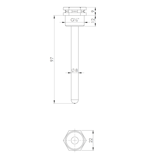 KONC. TERMOMETRA TARCZ ( TULEJA ) 1/2' L-100 7X8