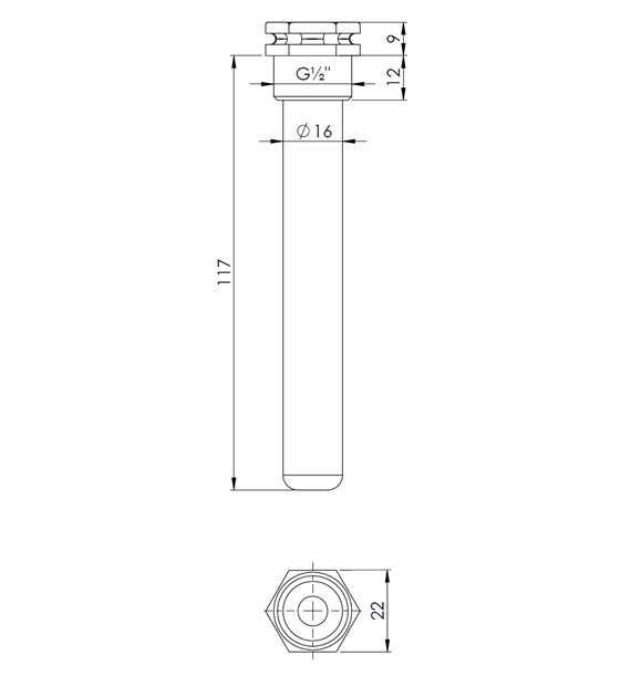 KONC. TERMOMETRA TARCZ ( TULEJA ) 1/2' L-120 15X16