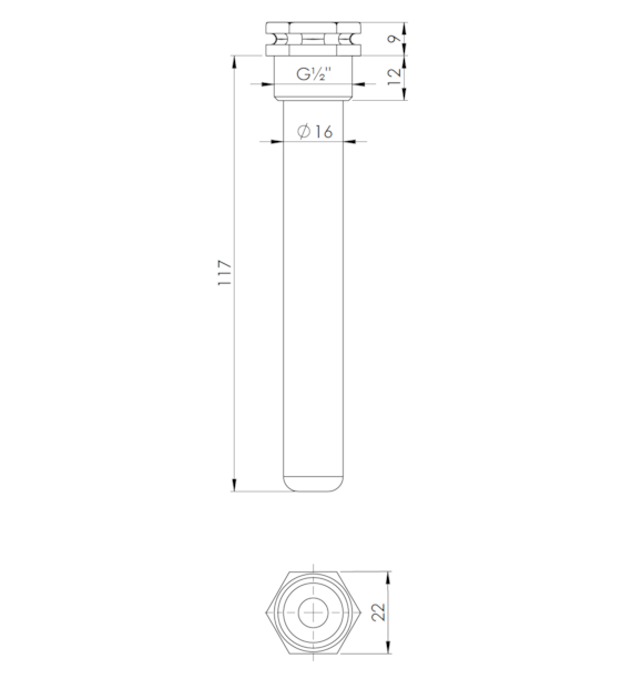 KONC. TERMOMETRA TARCZ ( TULEJA ) 1/2' L-120 15X16