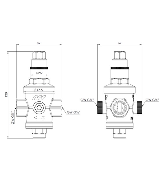 AFRISO REDUKTOR CISNIENIA WODY BPR GW 1/2 