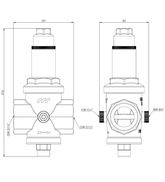 AFRISO REDUKTOR CISNIENIA WODY BPR 11/2'