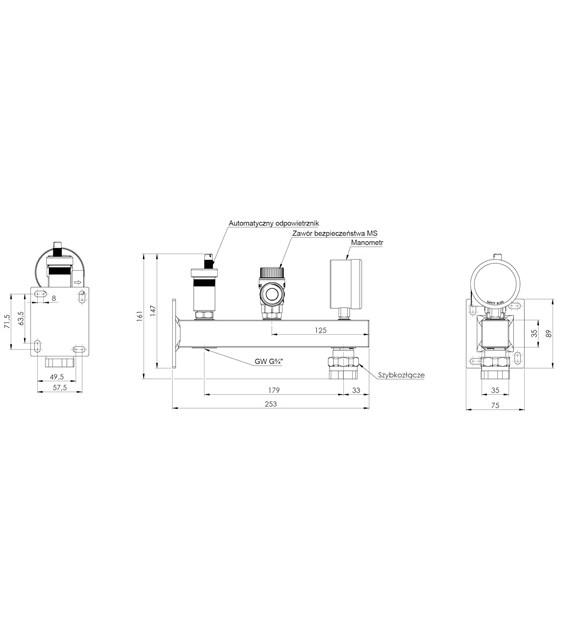 ZESPŁ. PRZYŁ. 3/4 GW XSZYBKOZŁĄCZE MAX 3BAR