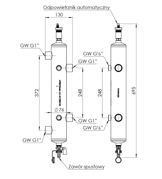 SPRZEGLO HYDRAULICZNE OCIEPL.BLH 4XGW 1',4xGW 1/2'