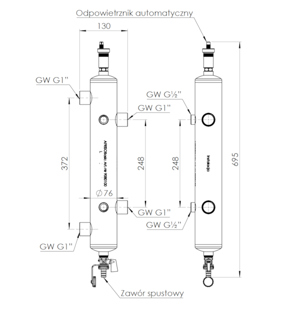 SPRZEGLO HYDRAULICZNE OCIEPL.BLH 4XGW 1',4xGW 1/2'