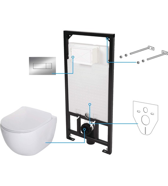 ZESTAW WC PODTYNKOWY 6 W 1 CHROM