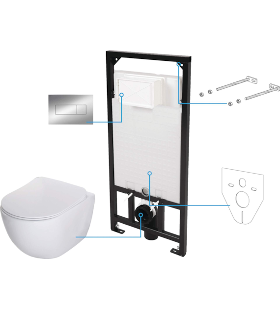 ZESTAW WC PODTYNKOWY 6 W 1 CHROM
