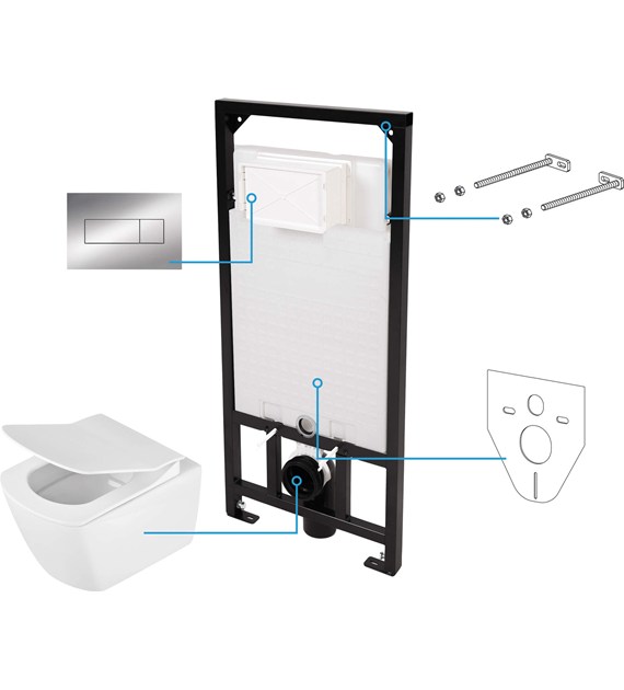 ZESTAW WC PODTYNKOWY 6 W 1 CHROM