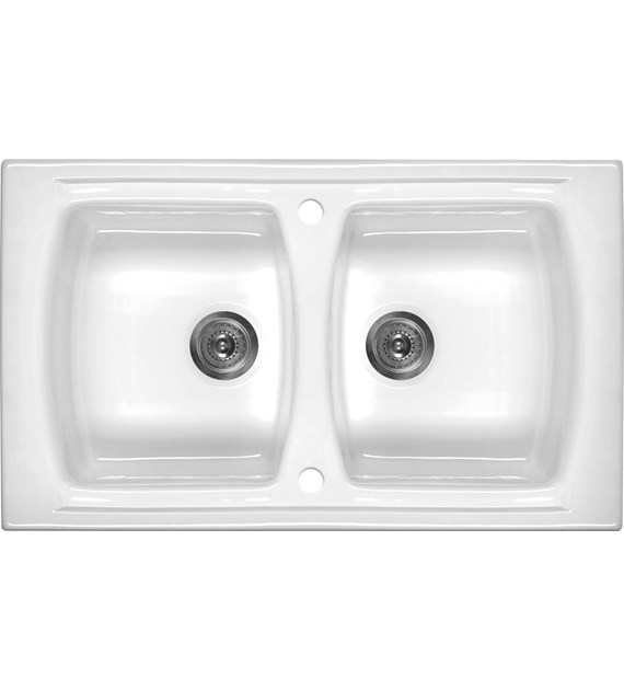 ZLEWOZMYWAK CERAMICZNY 2-KOMOROWY BIAŁY