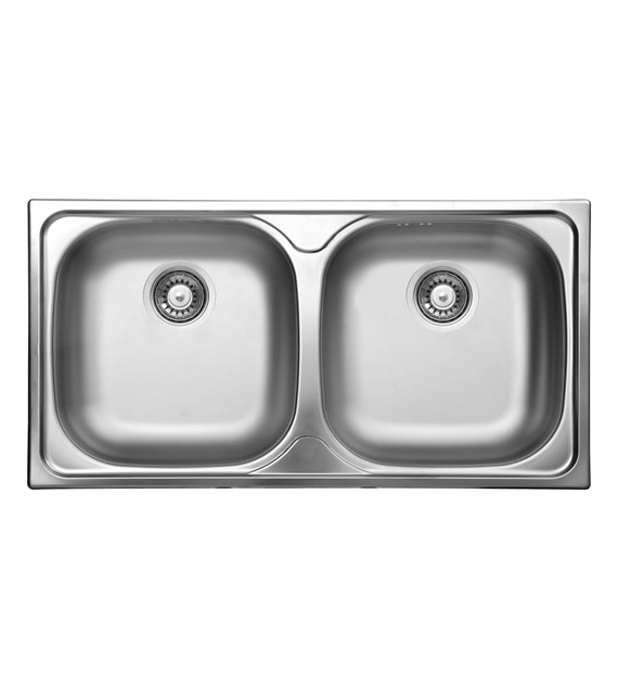 ZLEWOZMYWAK STALOWY 2-KOMOROWY SATYNA