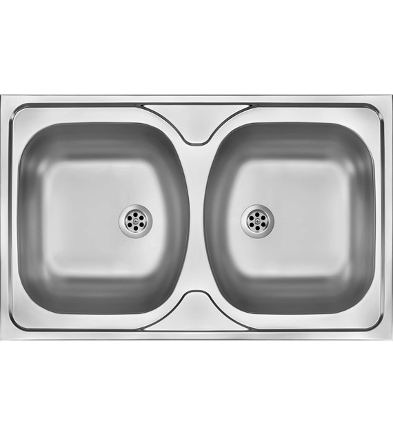 ZLEWOZMYWAK STALOWY 2-KOMOROWY - NAKŁADANY DEKOR