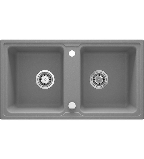 ZLEWOZMYWAK GRANITOWY 2-KOMOROWY SZARY METALIK