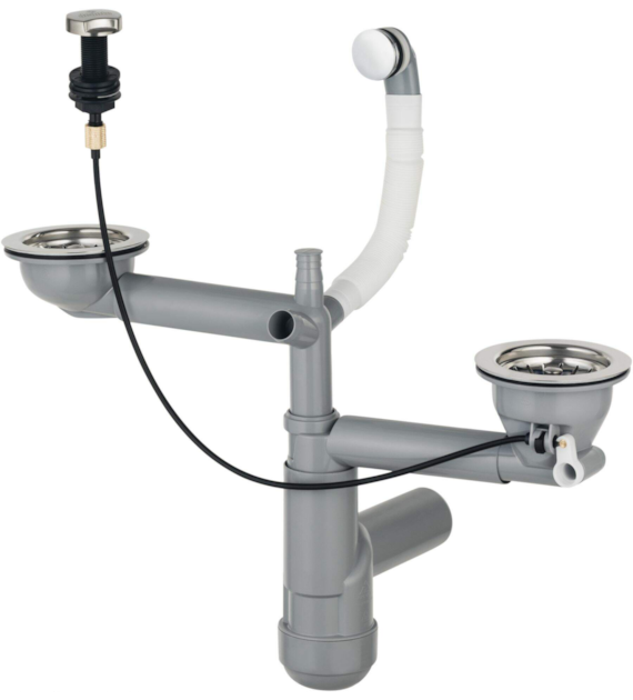 SYFON DO ZLEW GRANITOWEGO 1,5 2K SPACE-SAVER STAL