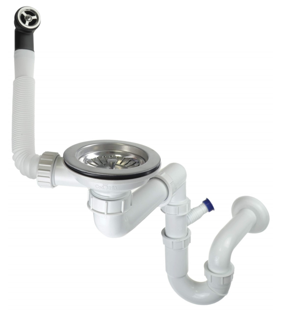 SYFON DO ZLEW GRANITOWEGO 1K SPACE-SAVER STAL