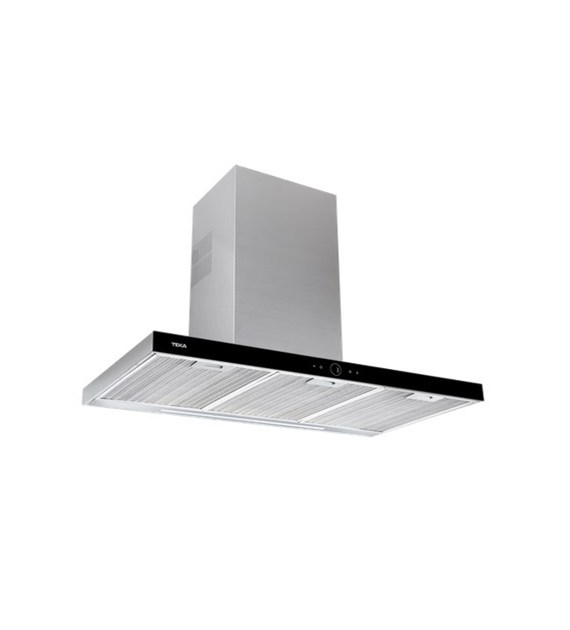 OKAP PRZYŚCIENNY PROSTY DLH 986T INOX/CZARNE SZKŁO