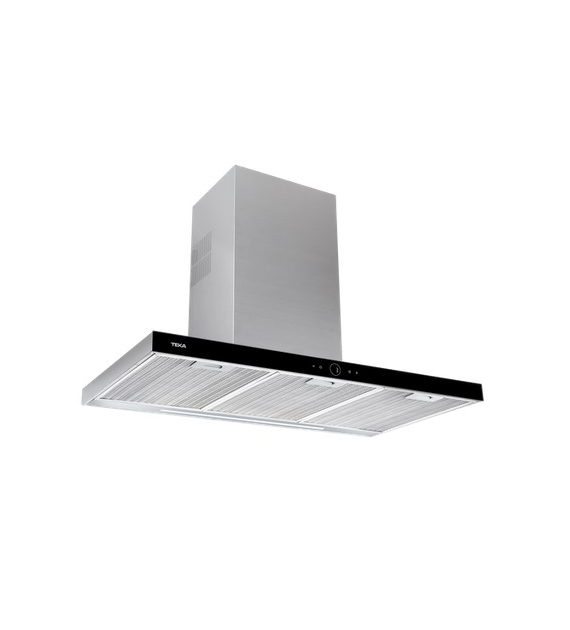OKAP PRZYŚCIENNY PROSTY DLH 986T INOX/CZARNE SZKŁO